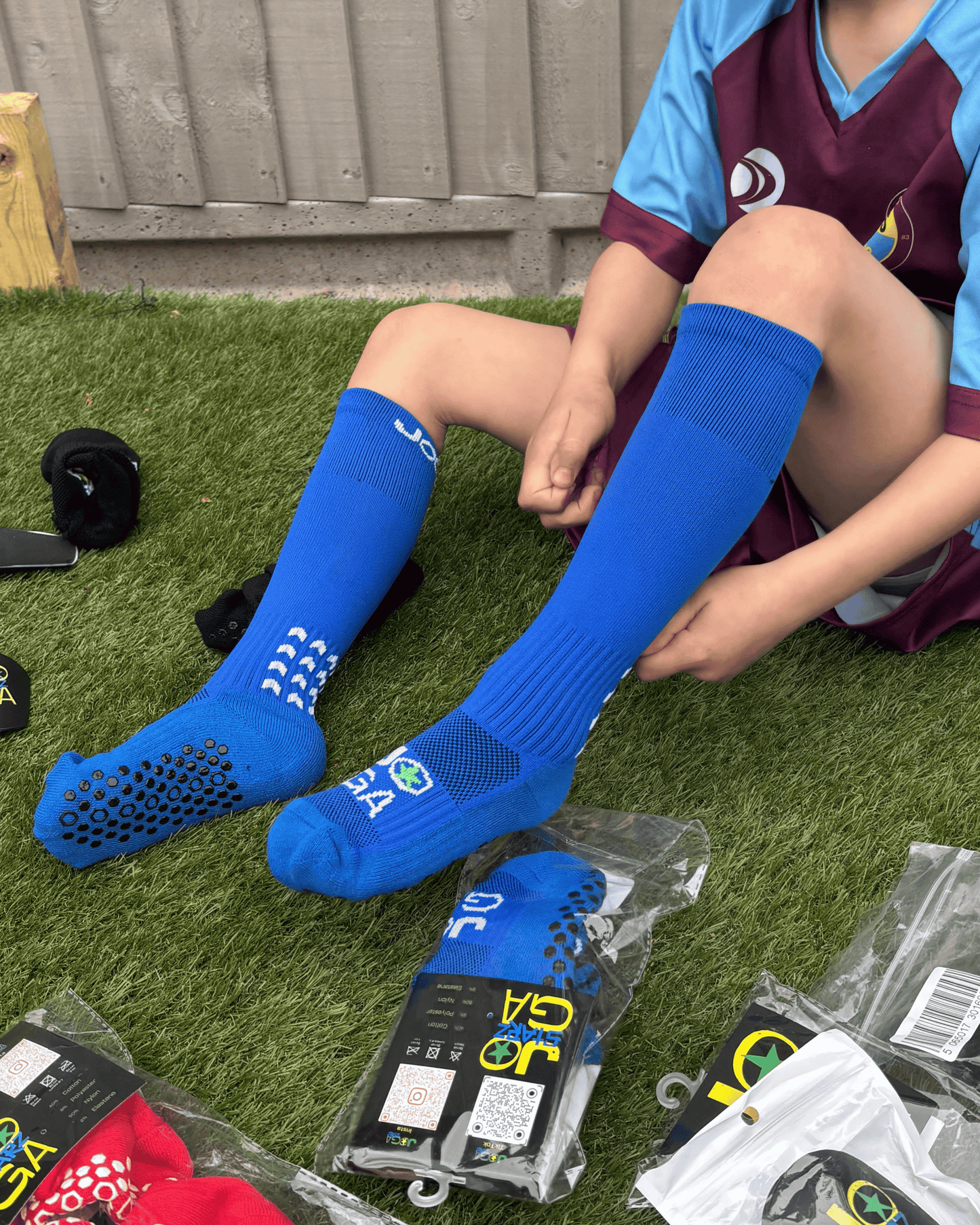 Joga Starz Grip Socken in voller Länge - Blau