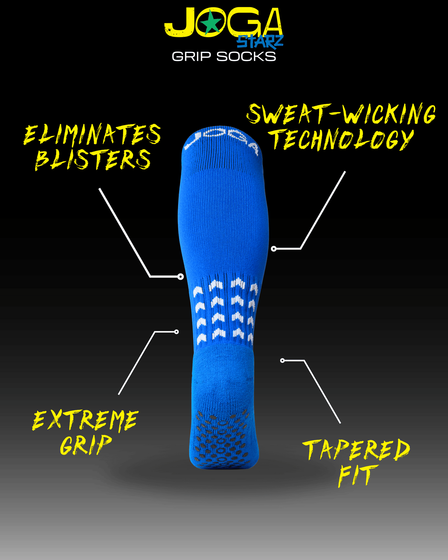 Joga Starz Grip Socken in voller Länge - Blau