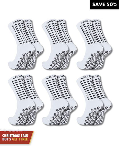 Exclusive 6 Pair Bundle - Performance Grip Socks 2.0 White