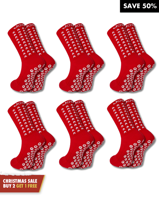 Paquete exclusivo de 6 pares - calcetines de agarre 2.0 rojo