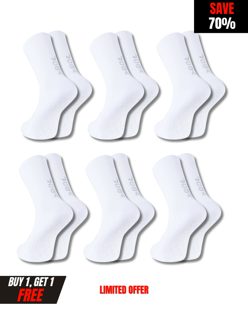 Exclusive 6 Pair Bundle - Pro Grip Socks White