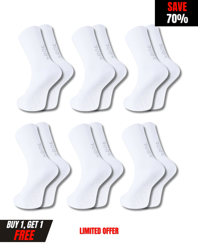 Exclusive 6 Pair Bundle - Pro Grip Socks White