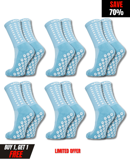 Exclusive 6 Pair Bundle - Performance Grip Socks 2.0 Sky Blue