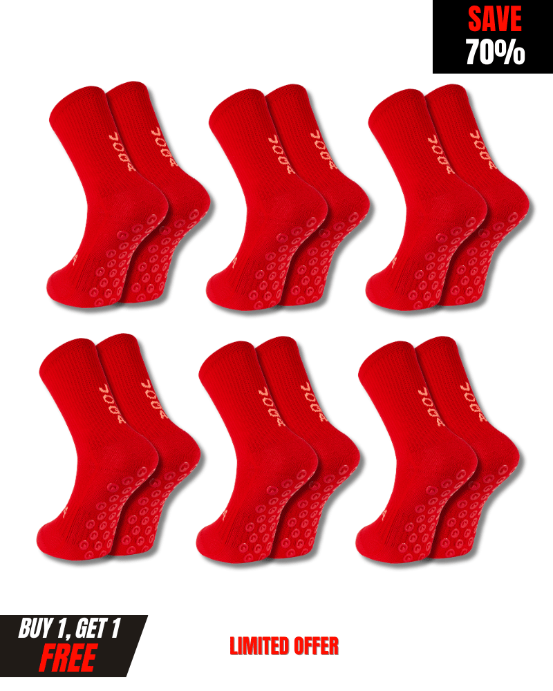 Exclusive 6 Pair Bundle - Pro Grip Socks Red