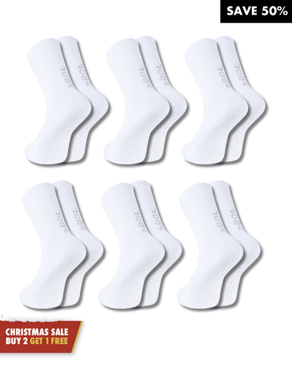 Exclusive 6 Pair Bundle - Pro Grip Socks White