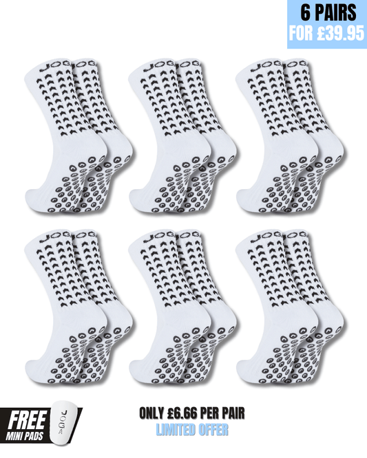 Exclusive 6 Pair Bundle - Performance Grip Socks 2.0 White