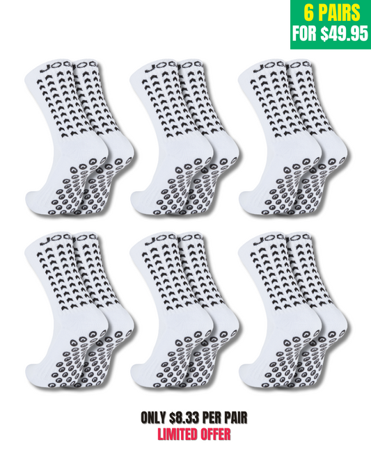 Pouleau exclusif de 6 paires - Performance Grip Socks 2.0 White