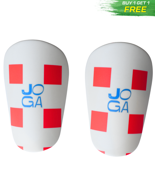 JOGA Shin Pads - WHITE/RED SQUARES