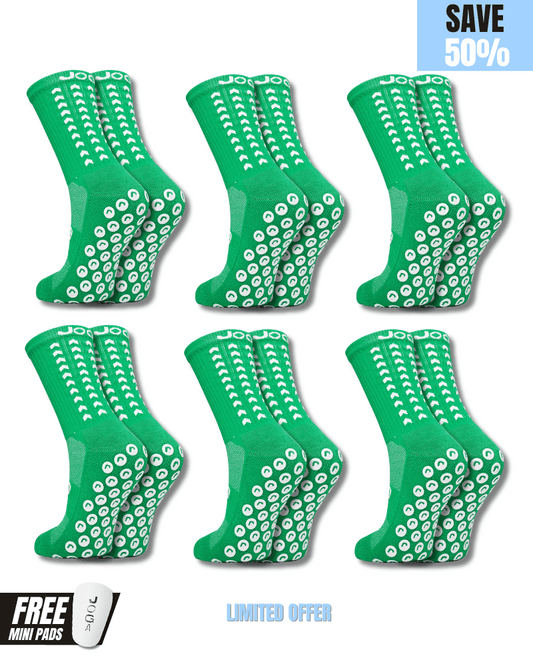 Exclusive 6 Pair Bundle - Performance Grip Socks 2.0 Green