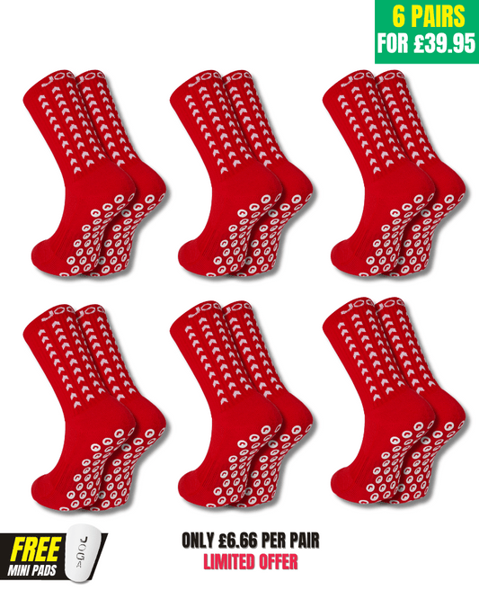 Exclusive 6 Pair Bundle - Performance Grip Socks 2.0 Red