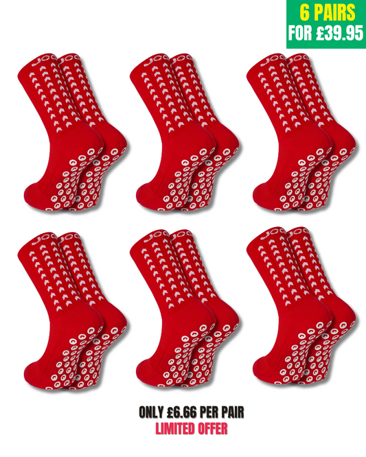 Paquete exclusivo de 6 pares - calcetines de agarre 2.0 rojo