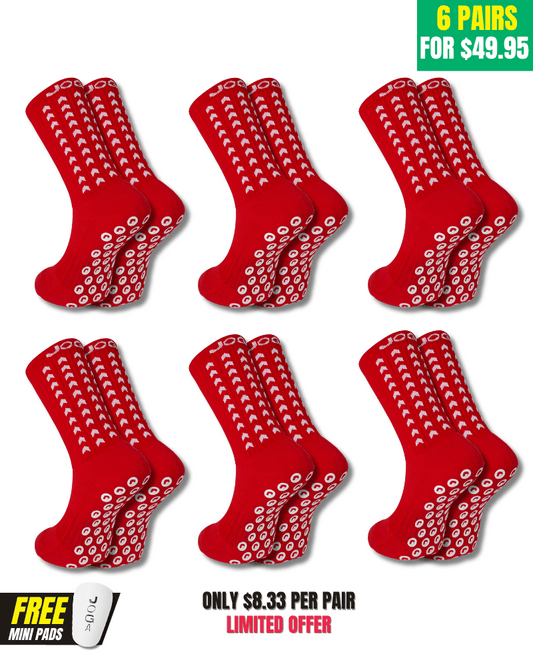 Pouleau exclusif de 6 paires - Performance Grip Socks 2.0 Red