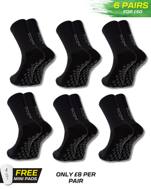 Exclusive 6 Pair Bundle - Pro Grip Socks Black