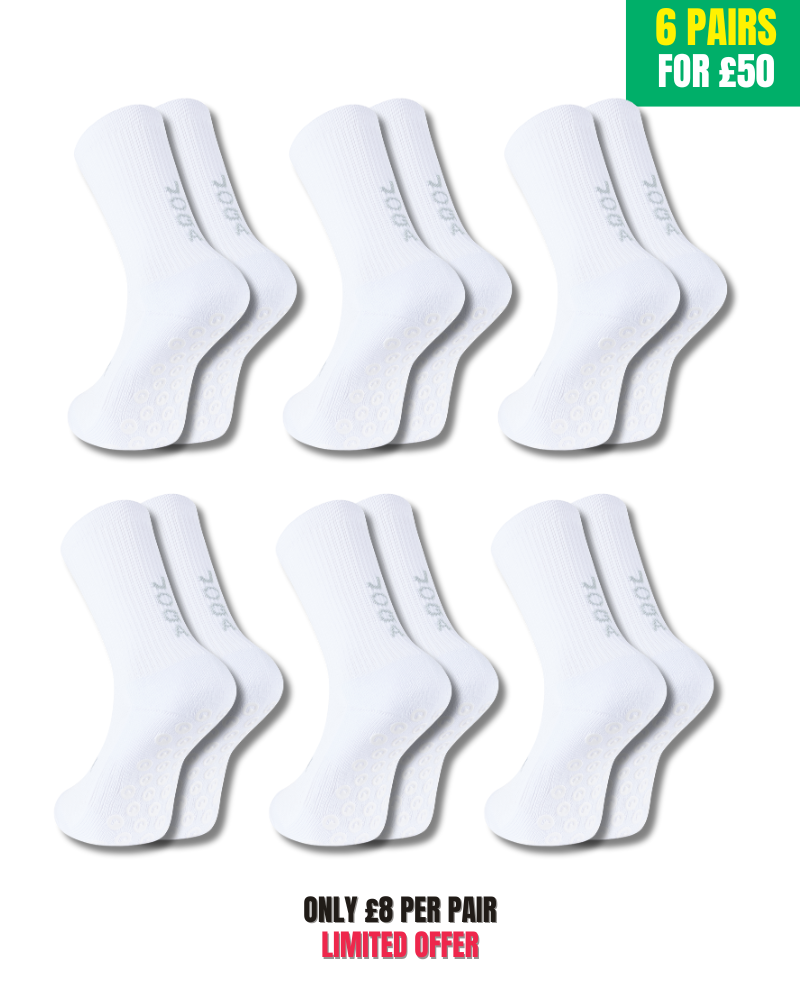 Exclusive 6 Pair Bundle - Pro Grip Socks White