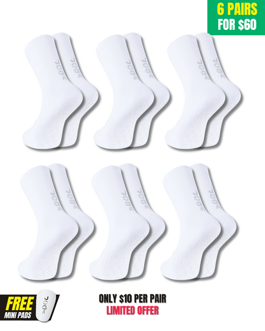 Ensemble exclusif de 6 paires - Pro Grip Socks White