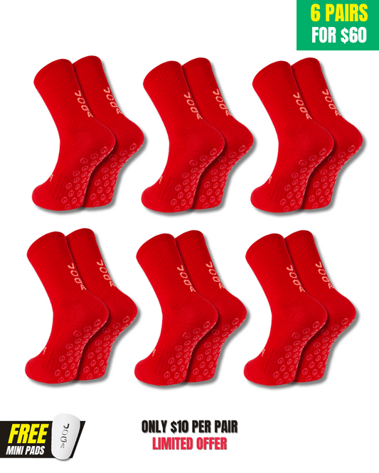 Exklusives 6-Paar-Bundle - Pro Grip Socken Rot