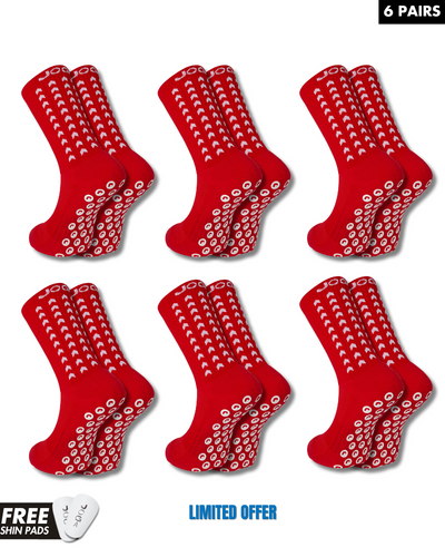 Paquete exclusivo de 6 pares - calcetines de agarre 2.0 rojo