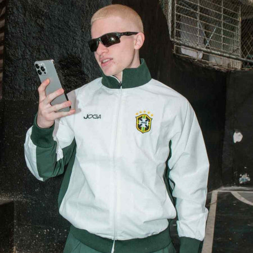 Brazil football training top detail shot showing colourway