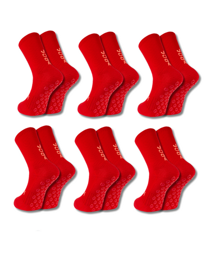 Exclusive 6 Pair Bundle - Pro Grip Socks Red